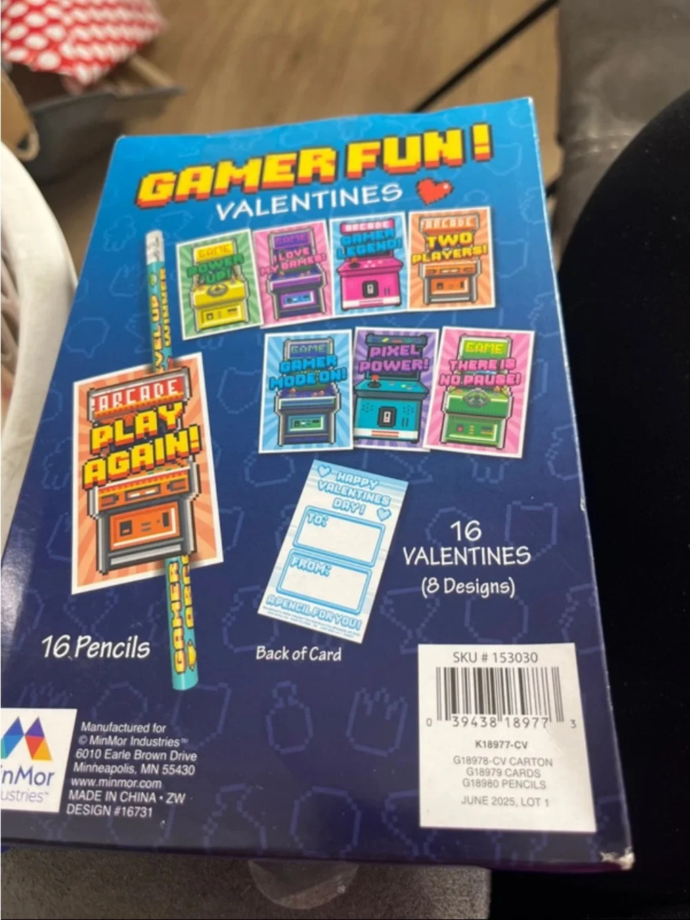 Valentines with Pencils - Blue